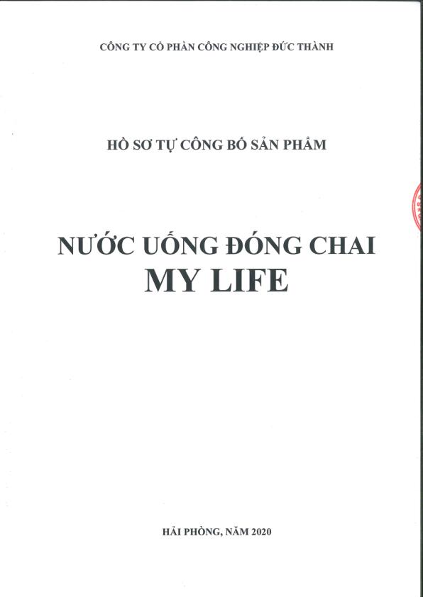 Hồ sơ công bố sản phẩm Nước Mylife